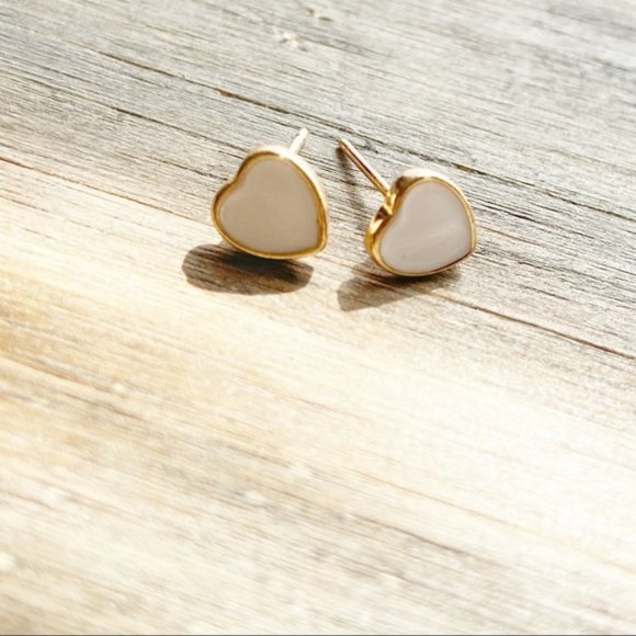 Alquimia Jewelry - DAINTY WHITE GOLD HEART STUDS EARRINGS SET